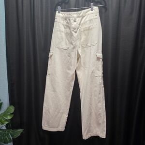 H&M Divided Womens Cream High Waisted Wide Leg Cargo Pants Size 6 Cotton.  NWT *